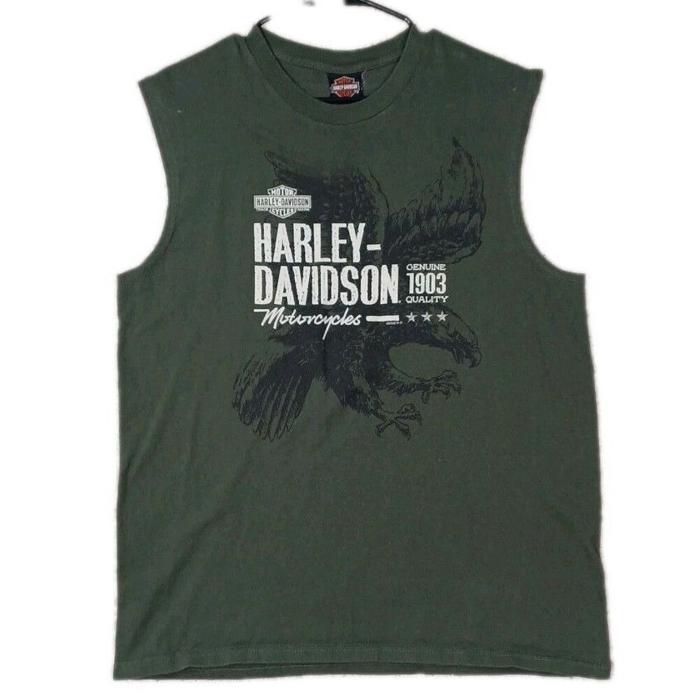 Harley Davidson Vest Tank Top Large L Twister Wichita Kansas Distress Vintage